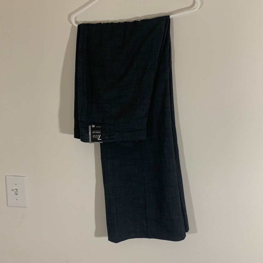 New York & Company Wide Leg Career Pants Dark Gray Plaid 18 Tall